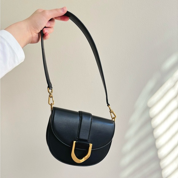 Charles & Keith Mini Gabine Saddle Bag - Black - Picture 3 of 15